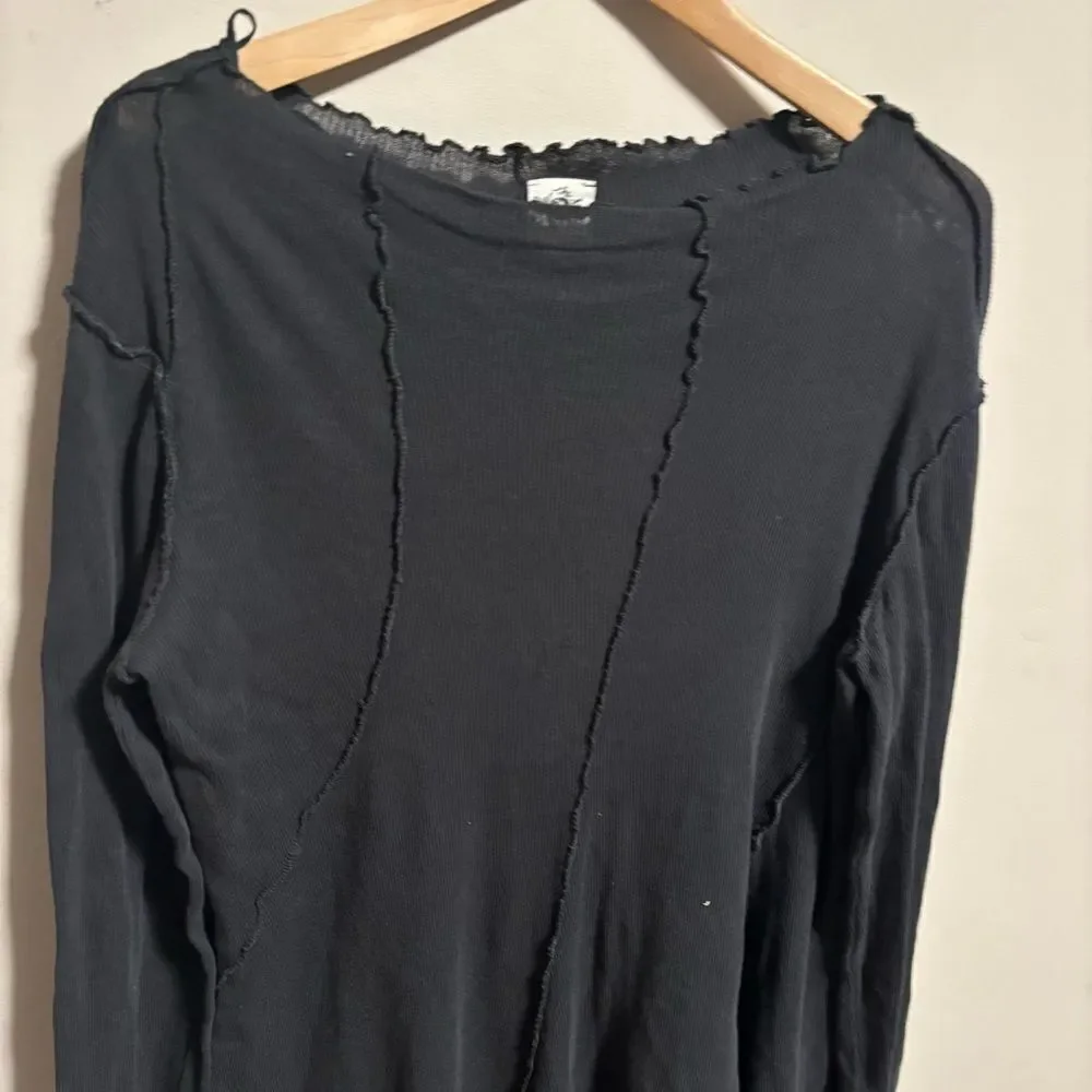 Free People Care Full Swing Asymmetrical Tunic - Black- Size Large